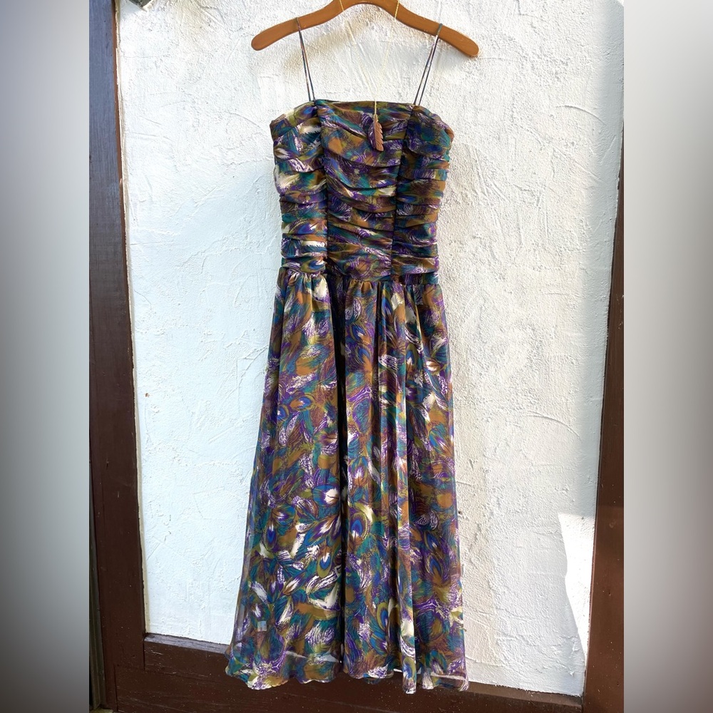 Vintage 80’s Peacock Feathers Party Dress / 80’s … - image 8